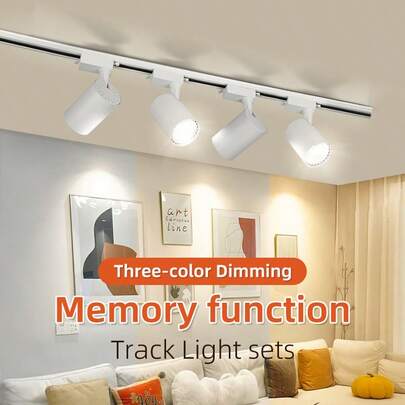 CANMEIJIA (Set) 4PCS Track Light Ceiling Lights 220V COB Set Led Track Lighting Rail Lamp Led Spot 12/20/30/40W Store Home 220V Lights Ceil Fixture Shop
