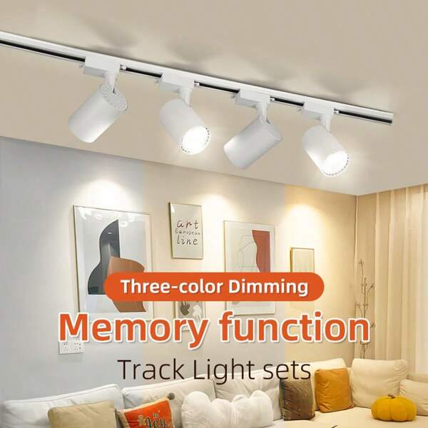 CANMEIJIA (Set) 4 Piezas Luces de Riel COB LED de 220V Conjunto de Luces de Riel de Techo Lámpara de Riel LED de 12/20/30/40W para Tienda, Hogar 220V Luces de Techo Accesorio para Tienda