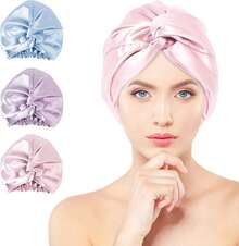 Women's 100% Mulberry Silk Nightcap – 16 Momme, Double Layer, Hair Care – Pink - Hồng - Xem 3