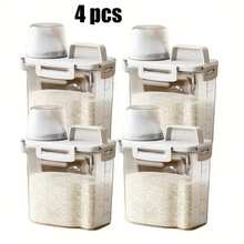 4Pcs 2.5L Sealed Food Storage Container With Lid - Moisture And Leak Proof For Cereals, Nuts, Flour, Rice - Portable Kitchen Organizer - 4pcs - 查看 8