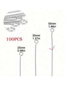 500 件/100 件 20-70 毫米不锈钢平头针 T 形针/9 字形针 - 不褪色、可弯曲、DIY 珠宝制作配件，适用于手工手链、项链、耳环工艺 - 彩色 - 查看 19