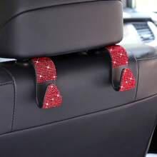 2 ganchos para asiento de coche con cristales brillantes, ganchos colgadores para reposacabezas de automóvil, ganchos traseros para bolso, bolsa de la compra, ropa de color rojo - 2 piezas - Ver 10