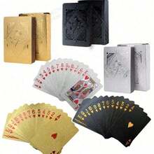 1/4 件时尚防水塑料扑克牌，防水且抗断裂的金色加厚富贵扑克牌，金色或金箔材质，经久耐用且外观酷炫，可作为游戏礼物，用于聚会和娱乐。 - 彩色 - 查看 3