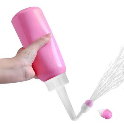 زجاجة بيديت محمولة للسفر، رذاذ تنظيف منطقة محكم الإغلاق، منظف نسائي محمول، بيديت محمول بسعة كبيرة 350 مل، مع حقيبة حمل عشوائية الطراز