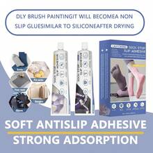 Anti Slip Sock Glue, 3.38 Floz Sock Stop Glue, Transparent Washable Fabric Paint Soft Non-Slip Adhesive For Socks, Pet Socks, Floor Mats, Blankets (Clear & Black) - 1 - Xem 1