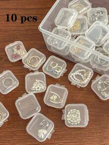 10/20pcs Clear Anti-Oxidation Jewelry Storage Box Portable Dust-Proof Accessories Organizer, Gift For Valentine's Day Clear Jewelry Box, Mini Clear Jewelry Storage Box Multi-Functional Portable Organizing Box Earrings Nail Charms Organizer Necklace - Clear - View 1