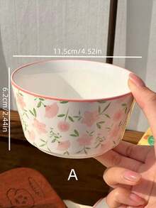 Bộ đồ ăn hoa hồng Ditsy 1 chiếc, đĩa hoa Ditsy sang trọng, bát đựng salad rau, bát đựng yến mạch ăn sáng, bát đựng cơm, thích hợp cho gia đình, nhà hàng, cửa hàng tráng miệng, tụ họp, tiệc tùng, quà tặng, đồ dùng học tập - hồng - Xem 3