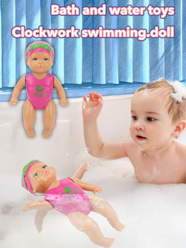 1 pièce Jouet de bain poupée intéressant, poupée flottante à remonter pour bain, piscine, salle de bain, salle de jeux des enfants, machine à bulles pour piscine