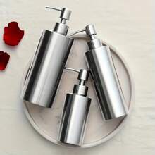 1pc Stainless Steel Refillable Soap Dispenser Pump Bottle For Lotions, Hand Wash, Shampoo, Conditioner, Skincare Products, Bathroom Shower, No Battery Required, Wall Mounted, Mercury-Free, Kitchen & Bathroom AccessoryBathroom Accessories Bathroom Organizer Back To School