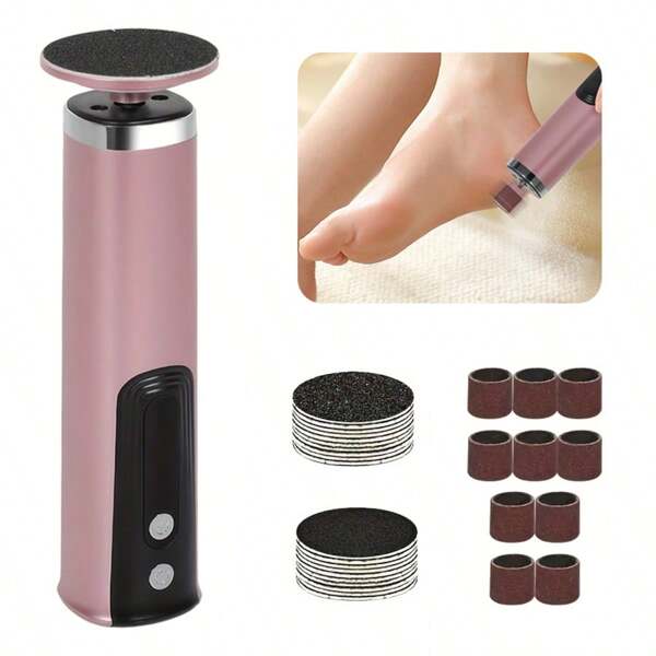 Meuleuse électrique portable multifonctionnelle pour les pieds. Retire la kératine et les peaux mortes des pieds. Deux-en-un perceuse pour ongles et meuleuse. Avec 30 disques de meulage, chargement USB et utilisation sans fil