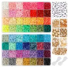 28 Colors Flat Round Polymer Clay Beads Craft Kit For Jewelry Making, Clay Spacer Beads For Bracelet, Necklace, Earring DIY, Suitable For Children And Adults, Includes Alphabet Beads
