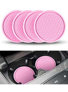 1pc/2PCS Car Cup Coaster, Cup Holder Insert Coasters,Universal Auto Non-Slip Cup Holder Embedded In Ornaments Silicone Coaster, Car Interior Accessories Mat,7cm/2.75 Inch Soft Rubber Pad Set Round Auto Drink Coaster Car Interior Accessories
