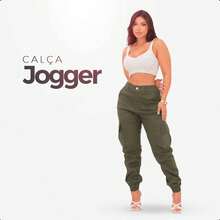 Women's High Waisted Cargo Jogger Pants Premium Twill Side Pocket, Women's High Waisted Cargo Jogger Jeans With Lycra, Women's High Waisted Butt Lifting Cargo Jeans - 軍綠色 - 查看 1