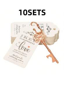 50PCS Wedding Favors Key Bottle Openers Rustic Wedding Favor Skeleton Keys Bridal Shower Guest Gifts For Christmas Valentine's Day And New Year's Parties Birthday Party Gifts For Guest With Thank-You Card And Key Chains, For Outdoor, Camping, Gift For Father