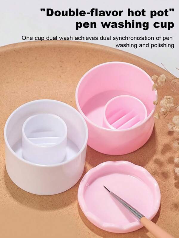 1 pieza Macaron de múltiples funciones Macaron Color Olla caliente de doble sabor. Es un vaso para lavar uñas y también un soporte para bolígrafos. También puede ser una bandeja de mezcla de colores, que se puede limpiar en diferentes áreas. Una sola cosa se puede usar para muchos propósitos. Es adecuado para amantes de las uñas y salones de uñas. Es una herramienta auxiliar para las uñas