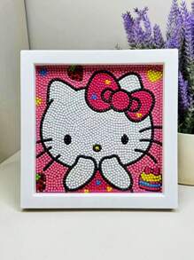 Sanrio 1Pc Hello Kittys Kuromis Cinnamorolls My Melodys 5D DIY Diamond Art Painting Set With Photo Frame Cute Kitty Cat Diamond Art Painting Making Beginner Gift(Some Parts May Be Random)No Picture Frame