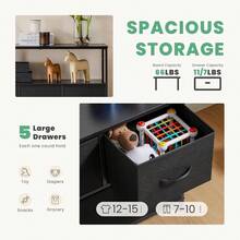 TV Stand Dresser For Bedroom With 5 Fabric Drawer,Entertainment Center For 45 Inch Television, Media Console Table With Storage, Open Shelf, Adjustable Feet, Living Room Furniture, Blac - 5 Fabric Drawers-rust - View 10