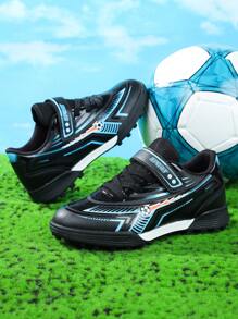 1 Pair Little Boys Children's Shoes Unisex Kids' Leather Magic Strap Sports Shoes, Waterproof, Shock-Absorbing, Comfortable, Soft For Grass, Students, Football Training, Casual, Running, Lightweight Cleats