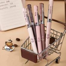 1/3/6/12pcs Coffee Theme Quick-Drying Liquid Ink Ballpoint Pens, Smudge-Free Soft Touch, Suitable For Note-Taking, Drawing, School & Office Supplies, Random Color & Style - Multicolor - View 6