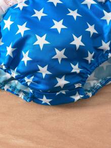 Salopetă casual pentru fetiță, 2 bucăți, 4 iulie, cu garnitură cu fundă 3D, set pantaloni cu bandă pentru cap