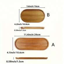 Simplistic Summer Style Wooden Tray, Organizer/Display Tray For Sushi, Cake, Bread, Coffee, Tea Accessories - Brown - View 2