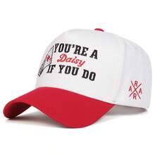 1 件女式“You're A Daisy If You Do”标语刺绣卡车司机帽，个性化字母和扑克牌设计，街头风格休闲帽，适合春秋旅行海滩度假
