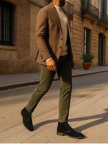 Men's Black Suede Chukka Boots Lace-Up Ankle Shoes Casual Breathable Smart Formal Dress Sneakers For Work & Wedding - 黑色 - 查看 4