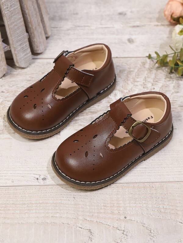 1 Pair Kids Hollow Floral Lace Non-Slip Soft Bottom Simple Fashion Flat Shoes, Suitable For Spring/Summer