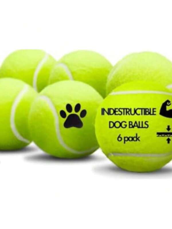 6 pelotas de tenis de gran tamaño para perros, indestructibles - 6 paquetes de pelotas de tenis amarillas para perros - Juguete interactivo para masticar para cachorros