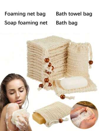 1/5pcs Bathroom Foaming Net Bag, Natural Soap Bag Soap Foaming Net, Soap Bag Suitable For Shower Use, Such As Massage And Scrub, Home Bathroom Decoration Fall Decor, Home Living Supplies
