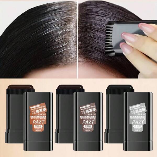 (Barra de tinte de cabello temporal de 20g) Barra de tinte de cabello temporal para adultos, cobertura duradera para cabello seco, fácil de aplicar y quitar, barra de tinte para cabello y barba de 20g para cubrir canas de emergencia, contiene esqualano