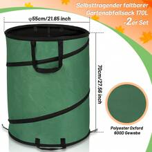 Lospitch Pop Up Gartensack 170L | Laubsack für Blätter & Abfälle | 2er/4er/6er Pack | Hocheffizientes Gartenabfallmanagement