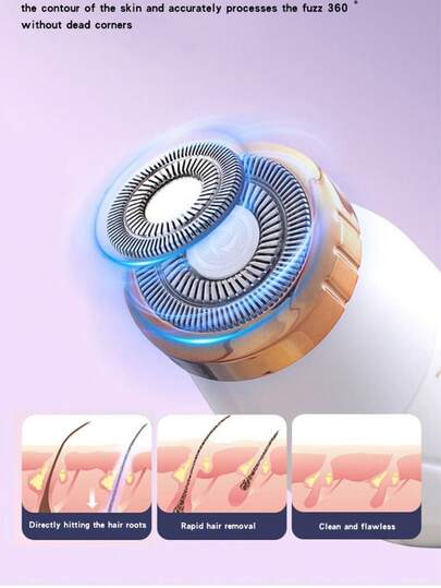 三合一充电式电动剃须刀，适合女性 - 面部、下巴、眉毛、鼻子、胡须、腿部、手臂、腋下和比基尼部位无痛脱毛 - 便携式剃须套装、可充电美容套装、节日礼物、150mAh 锂电池