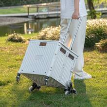Portable Folding Shopping Cart, Household Grocery Cart With Wheels, Can Carry Packages, Suitable For Supermarket, Camping, Car Use Outdoor Decor