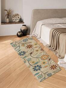 1pc [Best Seller] Bohemian Floral Pattern Living Room Carpet, Polyester Anti-Stain Mat, Machine Washable Durable Rug, Multiple Sizes - Ideal For Home Decor, Room Decoration, Living Room Carpet