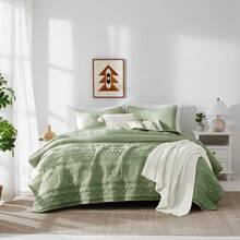 Dark Grey Quilt King Size Bedding Sets With Pillow Shams, Lightweight Soft Bedspread Coverlet, Quilted Blanket Thin Comforter Bed Cover, All Season Spring Summer, 3 Pieces, 104x90 Inches - 波西米亞綠 - 查看 1