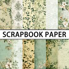 12/24 件复古绿色系列剪贴簿纸垫，5.9 * 5.9 英寸复古绿色植物叶子设计剪贴簿纸，适用于 DIY 工艺品、礼品包装、专辑封面装饰工艺纸学校用品、返校 - 彩色 - 查看 1