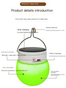 Outdoor Lantern, Waterproof, 4 Lighting Modes, USB Rechargeable & Solar Powered, Battery Powered Camping Light For Indoor & Outdoor Decoration - House, Patio, Balcony, Bar