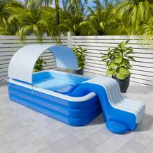 1pc PVC Inflatable Swimming Pool Slide, Suitable For Large Inflatable Swimming Pools Over 1.8m, Anti-Leak Jumbo Inflatable Water Slide, Outdoor Water Fun Family Pool Toy With Easy Storage