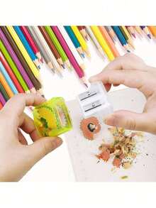 4pcs Manual Pencil Sharpeners With Lid, Handheld Dual Hole Sharpeners For Colored Pencils, Portable Sharpeners For Classroom, Office, Christmas Gift Ideas