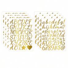 8/10 Sheets 1 Inch Vinyl Cursive Letters Stickers Set, Gold Self Adhesive Alphabet Number Stickers, DIY Small Letter Number Decals For Scrapbooking, Water Bottles, Jars, Spices, Craft, Mailbox