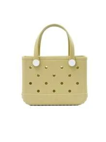 1pc Breathable EVA Women Beach Tote Bag - Lightweight Durable Solid Color Open Design, Large Waterproof Washable Sturdy Open Top Handbag, Suitable For Beach, Pool, Sports, Shopping, Picnics - Fashionable Holiday Accessory, Beach Bag, Holiday, Casual Outing, Festival Gift