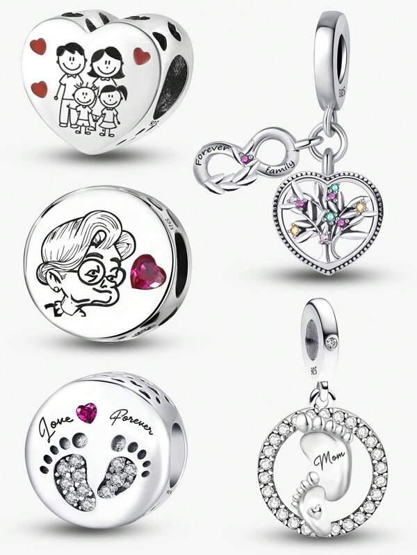 1Pc Fashionable 925 Sterling Silver Circle Foot Charms For Women Bracelets Bangles DIY Jewelry Making And Daily Outfit Matching Jewelry Decoration For Girls School Backpacks For Teens