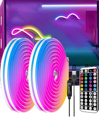 LED Neon Light Strip Bluetooth RGB Waterproof Music Sync LED TV DIY Flexible Light Strip 108 LED/M Decorative Neon Light RGB LED Light Home Decor Night Light Party Gathering Mood Light