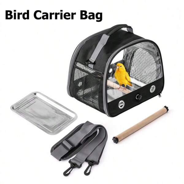 Bird Travel Carrier With Stand Perch, Breathable Bird Carrier Cage Parrot Carrier For Hiking,Bird Mom