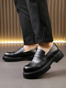 Men's Formal Business Leather Dress Shoes, Slip-On Vacation Wedding Shoes