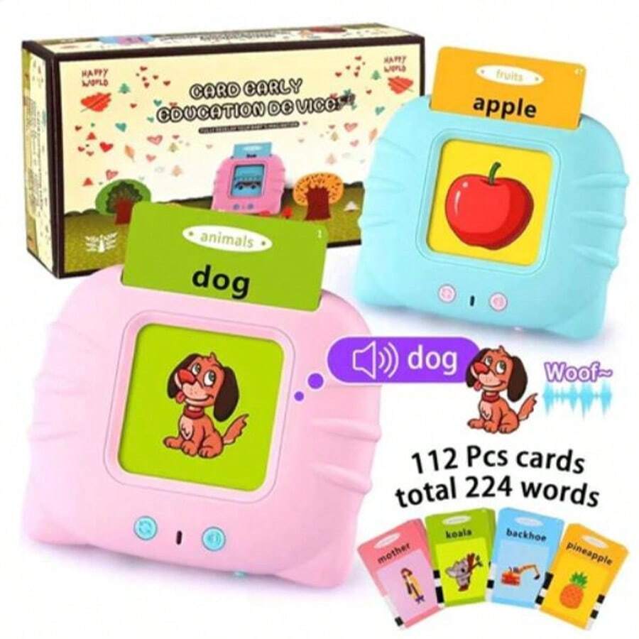 English And Portuguese Card Reader Electronic Toy For Kids 112 Cards Total 224 Words Educational - CARTINHO-ROSA - 查看 1