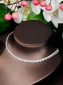 1 Set de joyas decorativas con circonita cúbica redonda de moda, adecuado como regalo de cumpleaños para mujer