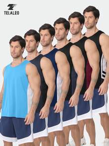 TELALEO 6 Packs Men's Quick Dry Workout Tank Tops Breathable Gym Sleeveless Muscle Shirts For Active Men - Multicolor - View 1
