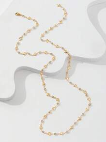 1pc Black Glass Bead, Shell, Zirconia Pendant Y-Shaped Necklace, Elegant & Sophisticated Minimalist Luxury Bling Jewelry For Daily, Date, Party, Holiday, Anniversary, Birthday Gift, Sexy & Cute